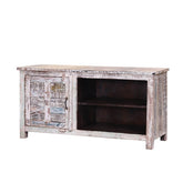 Rustica Indian Reclaimed Wood TV Stand Media Console Whitewash
